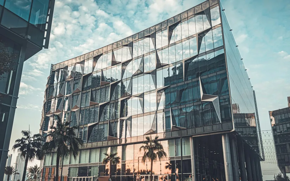 Modern glass commercial building exterior